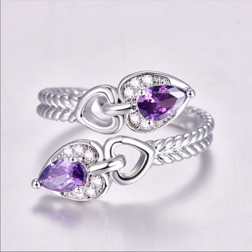 NWT 925 Silver Amethyst & Diamond Ring - Picture 3 of 4